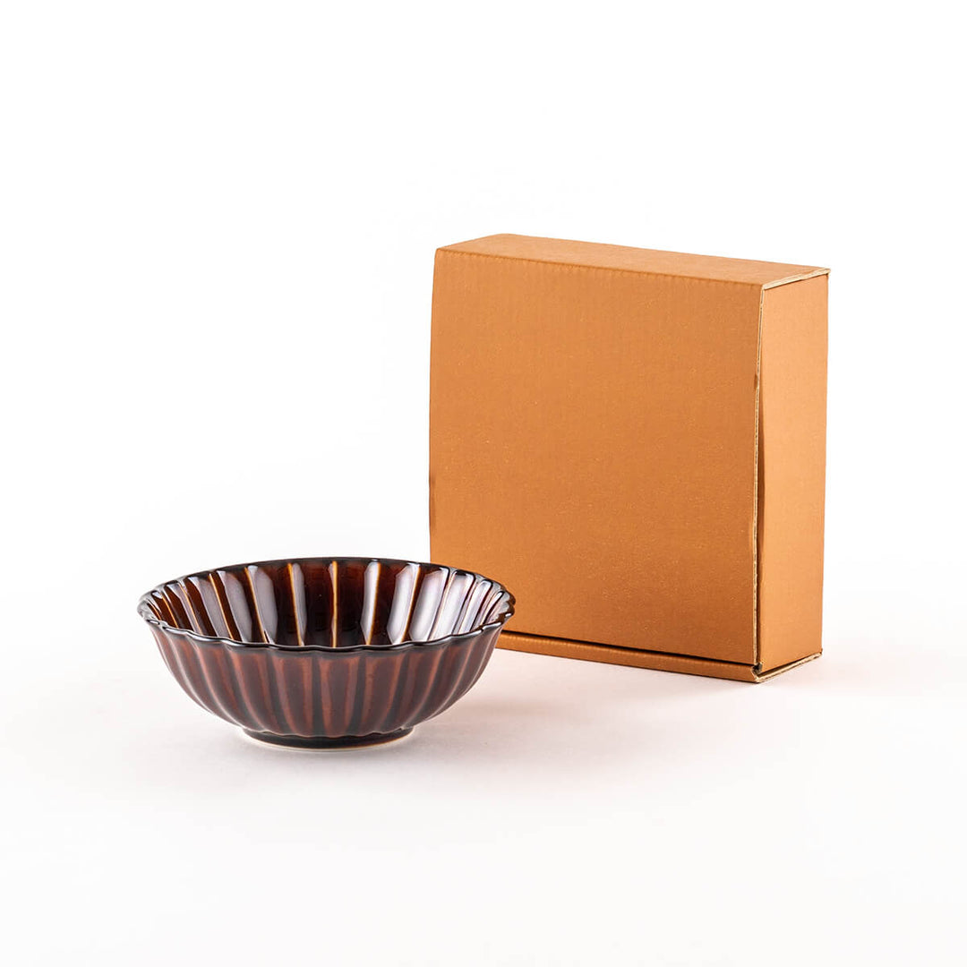 ぎやまん陶 浅小鉢 【漆ブラウン】 – もとてらす東美濃